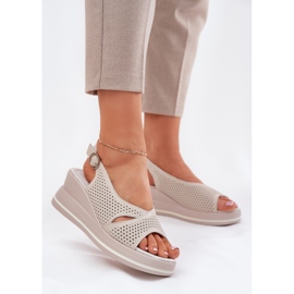 S.Barski Női bőr szandál S. Barski LR51-660 OpenWork bézs 2