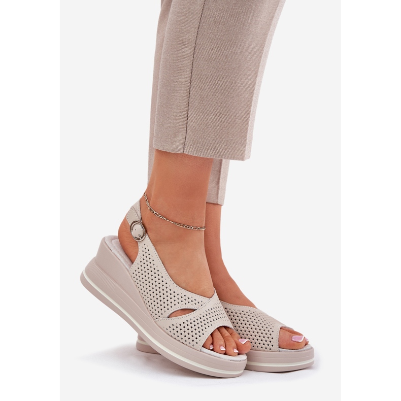 S.Barski Női bőr szandál S. Barski LR51-660 OpenWork bézs 1