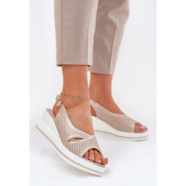 S.Barski Női bőr szandál S. Barski LR51-660 OpenWork Golden aranysárga 2