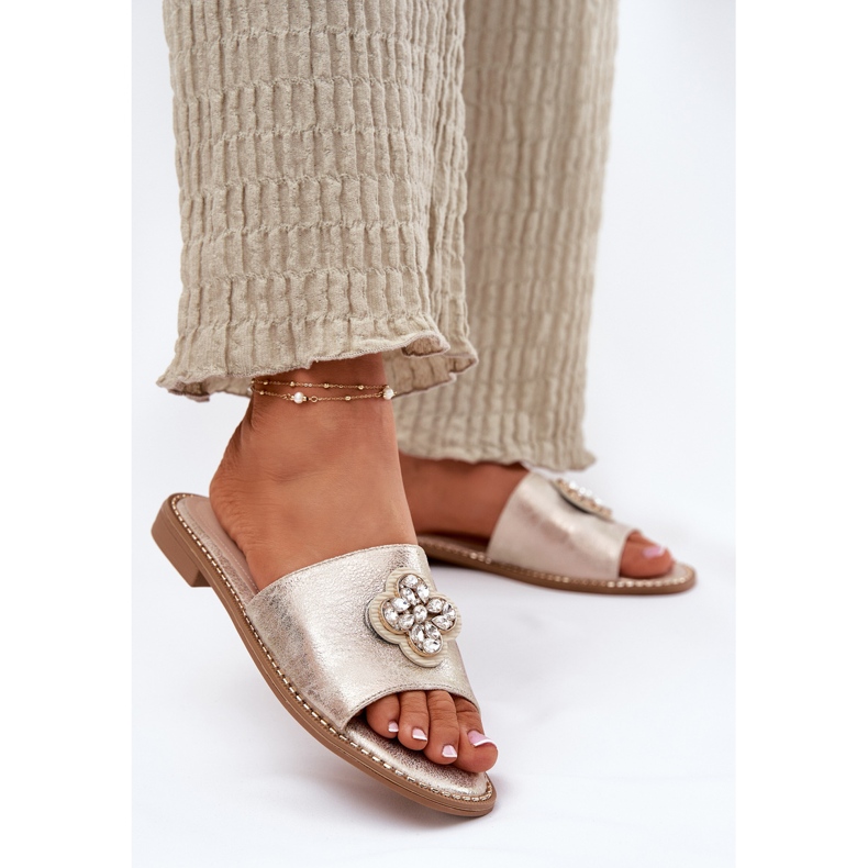 S.Barski Lapos sarkú női papucs dekoratív részletekkel S. Barski Kv51-087 PLN aranysárga 2