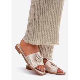 S.Barski Lapos sarkú női papucs dekoratív részletekkel S. Barski Kv51-087 PLN aranysárga 1