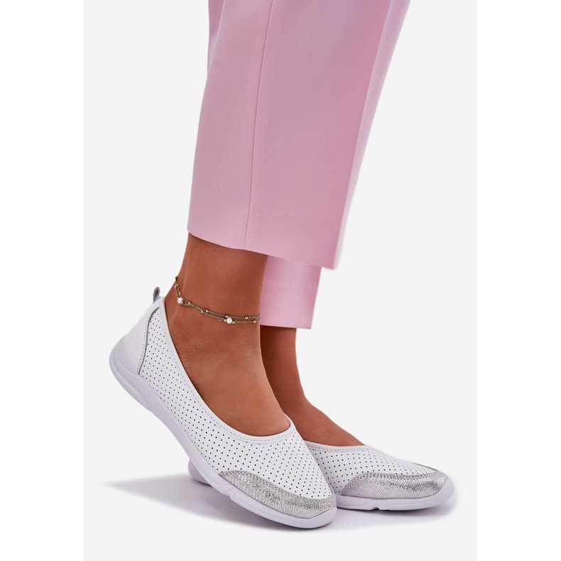 EVento Női bőr nyitott fehér balerinák 1