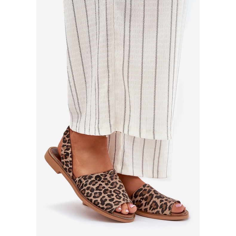 Zazoo 40327 bőr csúszás -off szandál leopárd barna 1