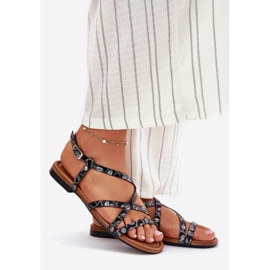 Lapos bőr női szandál maciejka 06635-05 fekete 1