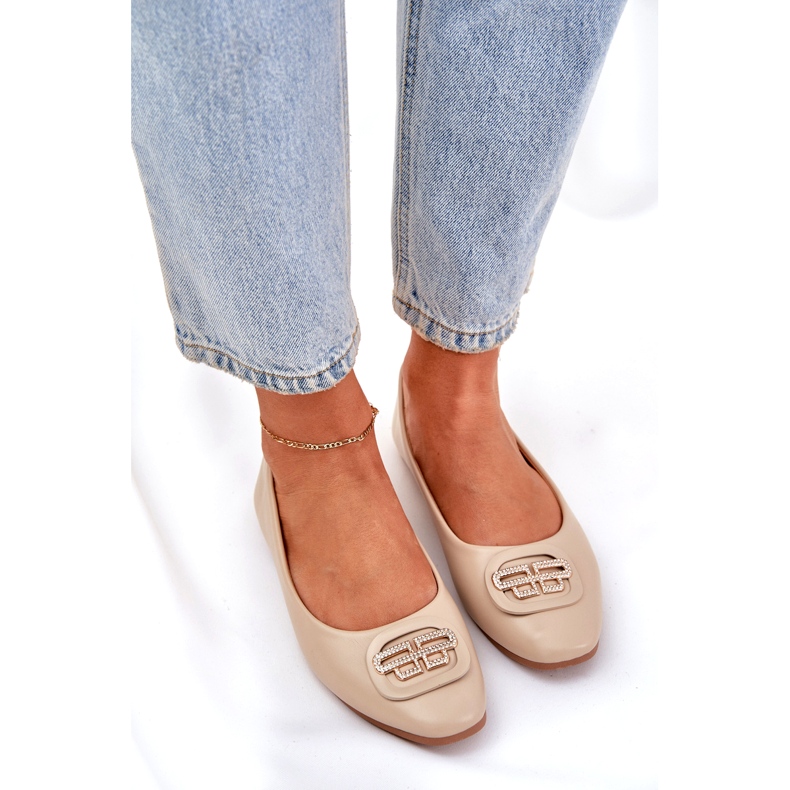 Seastar Női balerinák egy lapos talpon, díszítve 58p bézs 3