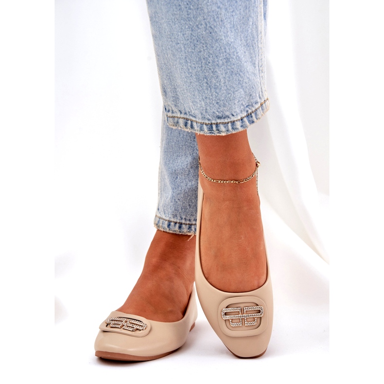 Seastar Női balerinák egy lapos talpon, díszítve 58p bézs 2