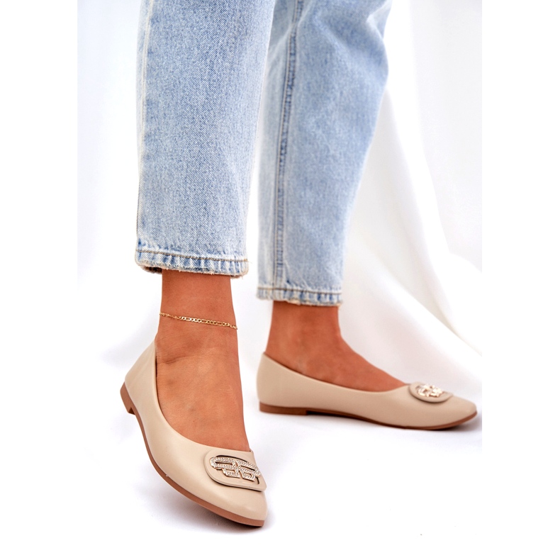 Seastar Női balerinák egy lapos talpon, díszítve 58p bézs 1