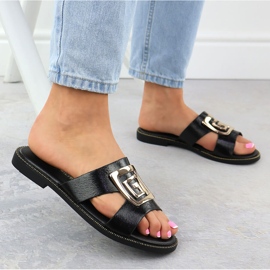 Fekete női papucs fekete Filippo díszítéssel 1