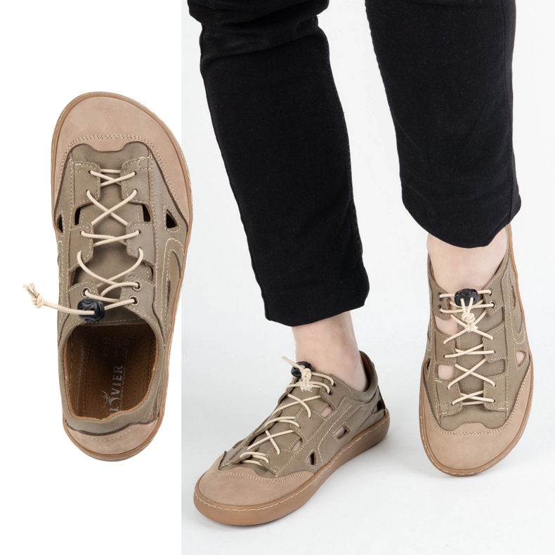 Férfi mezítláb bőr cipő Olivier 320Kz -re barna szellőzéssel 2