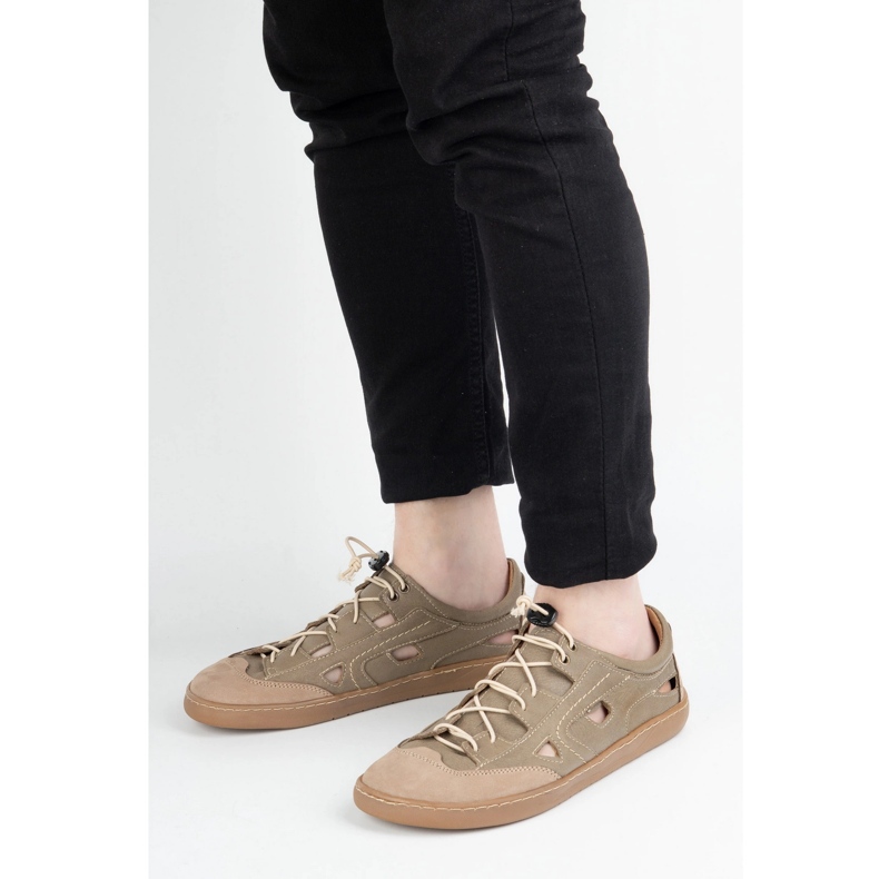 Férfi mezítláb bőr cipő Olivier 320Kz -re barna szellőzéssel 1