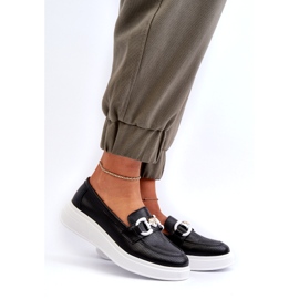 S.Barski Női bőrfókerek a platformon Czarne S. Barski LR720 díszítéssel fekete 1