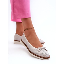 Női áttört balerinacipő természetes bőrből Maciejka P6509-11 fehér 3