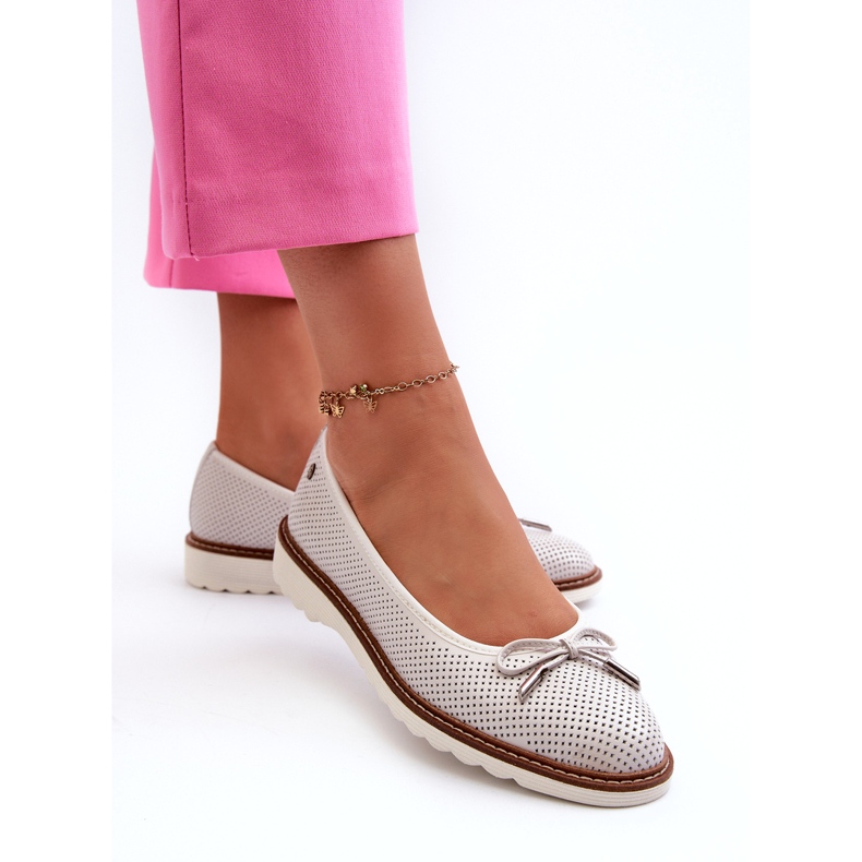 Női áttört balerinacipő természetes bőrből Maciejka P6509-11 fehér 3