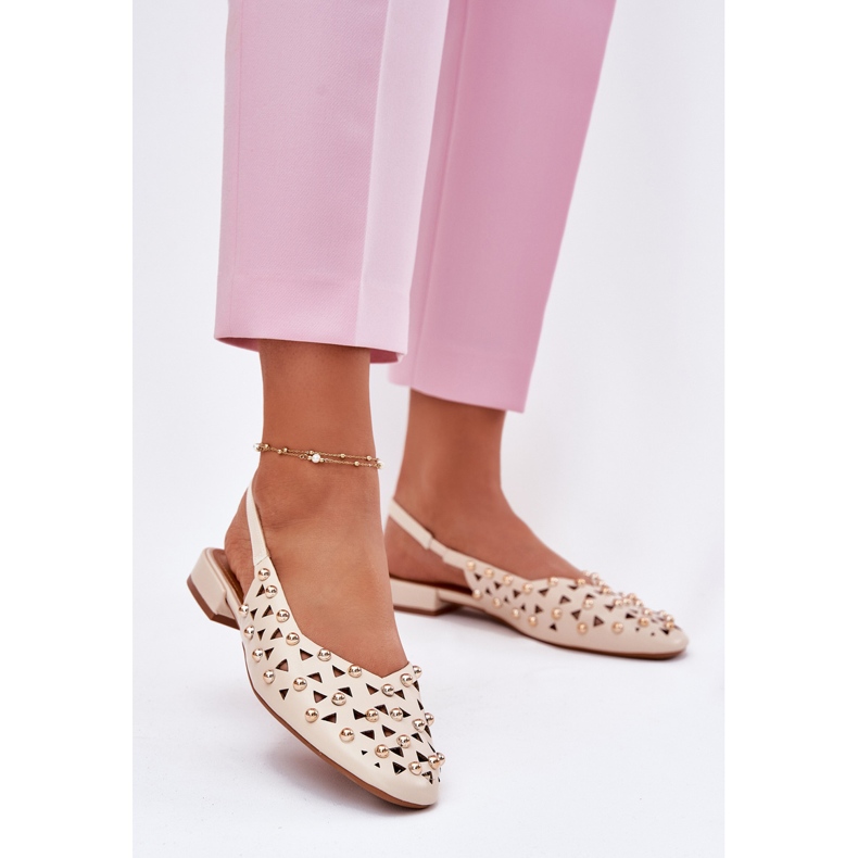 Inna Díszített lapos -heed ballerinas bézs 2