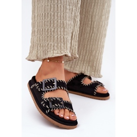 Inna Női papucs csatokkal és dekoratív fekete héjakkal 2