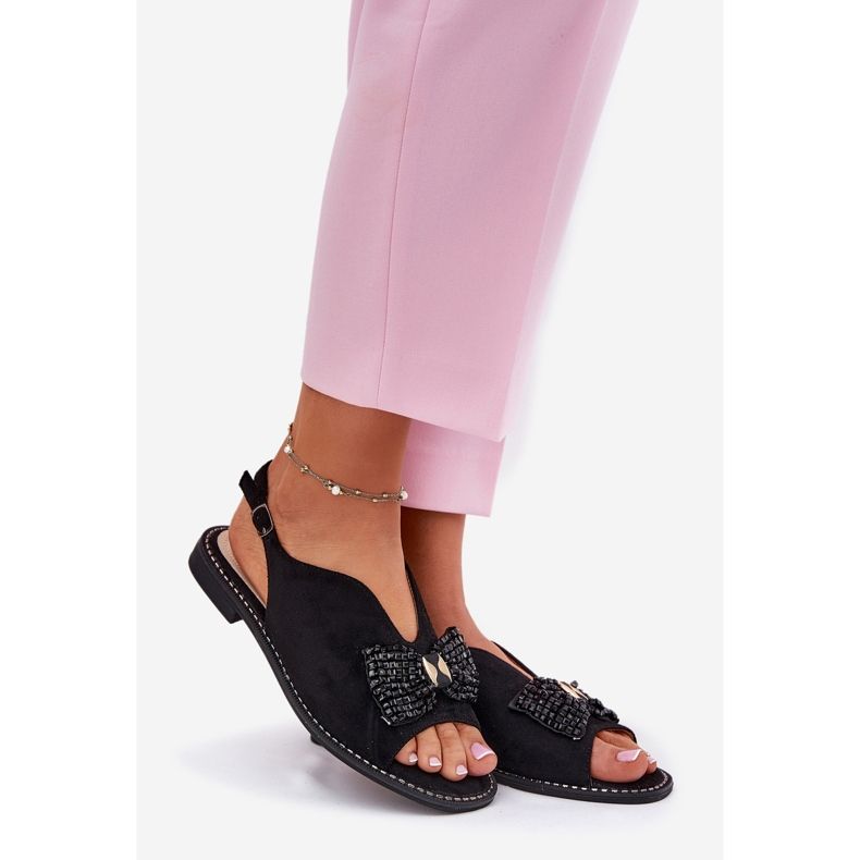 S.Barski Női szandál lapos sarkú íjjával. Barski Kv51-014 fekete 1