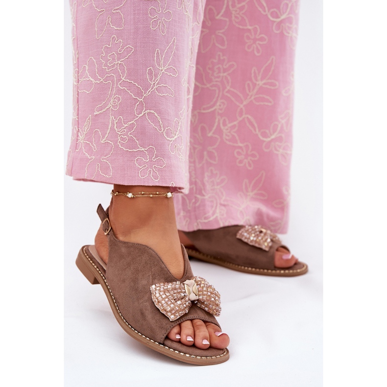 S.Barski Női szandál lapos sarkú íjjával. Barski Kv51-014 sötét bézs 2