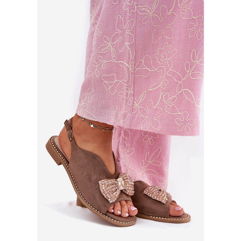 S.Barski Női szandál lapos sarkú íjjával. Barski Kv51-014 sötét bézs 1