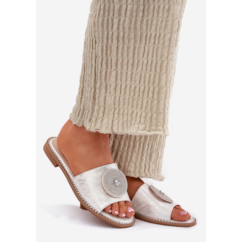 S.Barski Lapos sarkú női papucs díszítéssel S. barski kv51-013 ezüst 1