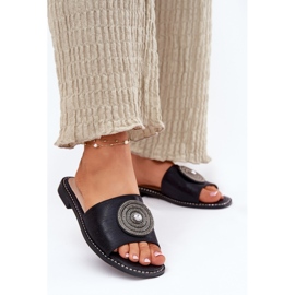 S.Barski Lapos sarkú női papucs díszítéssel S. barski kv51-013 fekete 2