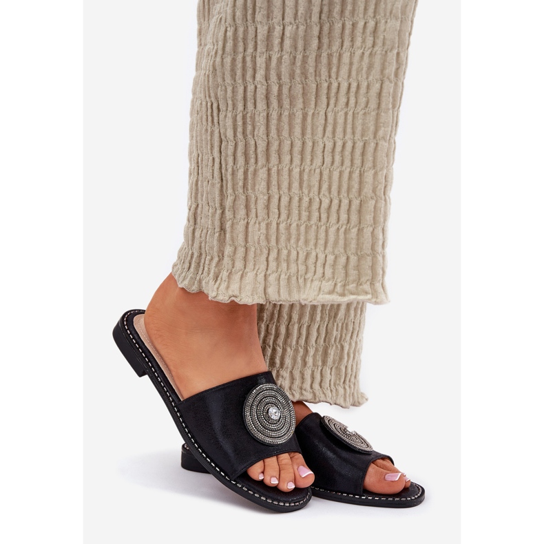 S.Barski Lapos sarkú női papucs díszítéssel S. barski kv51-013 fekete 1