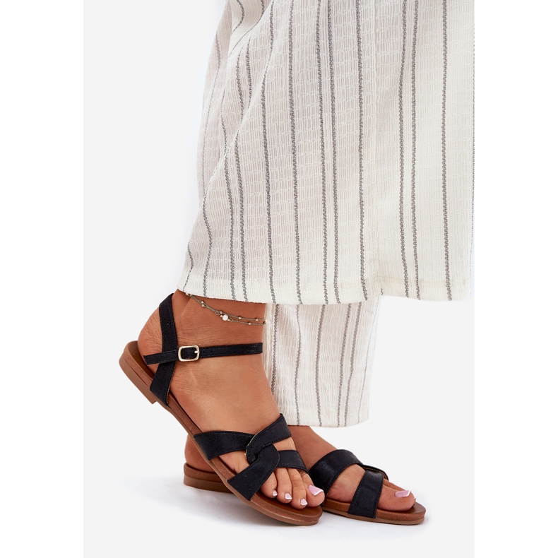 S.Barski Lapos fényes női szandál S. Barski Kv51-022 fekete 1