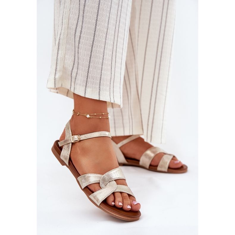 S.Barski Lapos fényes női szandál S. Barski Kv51-022 arany aranysárga 2