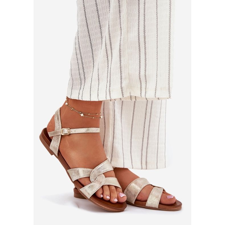 S.Barski Lapos fényes női szandál S. Barski Kv51-022 arany aranysárga 1