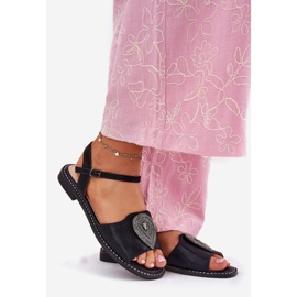 S.Barski Női lapos sarkú szandál díszes S. Barski KV51-098 fekete 1