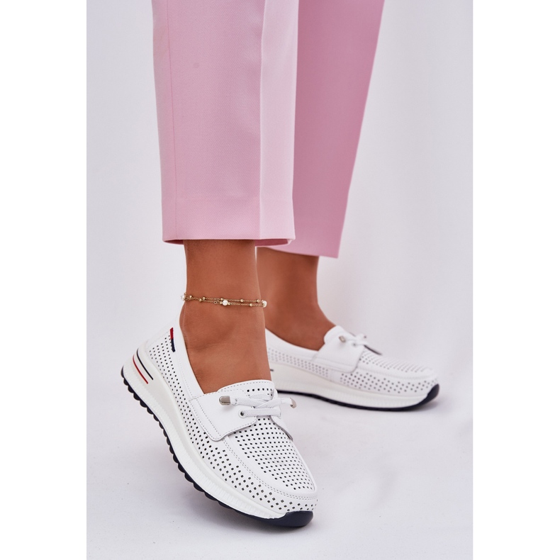 EVento Női bőrcipő a platformon nyitott fehér 2