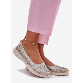 EVento Bőr nyitott világos balerinas arany ballerinák aranysárga 1