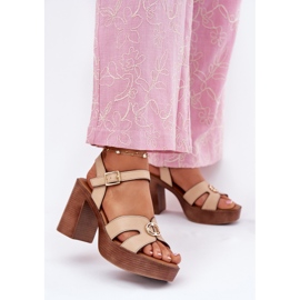 EVento Női szandál az oszlopon, arany dekorációs bézs 2