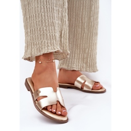 EVento Női lapos szárnyak öko bőr arany bőrrel aranysárga 2