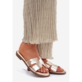 EVento Női lapos szárnyak öko bőr arany bőrrel aranysárga 1