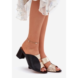 Női bőr papucs a Maciejka Post 06943-25 fekete és arany 1