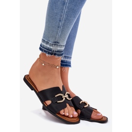 EVento Lapos női papucs dekoratív részletekkel fekete 1