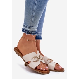 EVento Női lapos papucs dekoratív részletekkel bézs 1