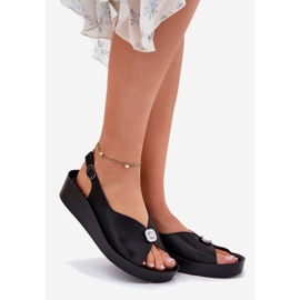 S.Barski Női bőr szandál ékön és platformon S. Barski Kv51-020 fekete 1