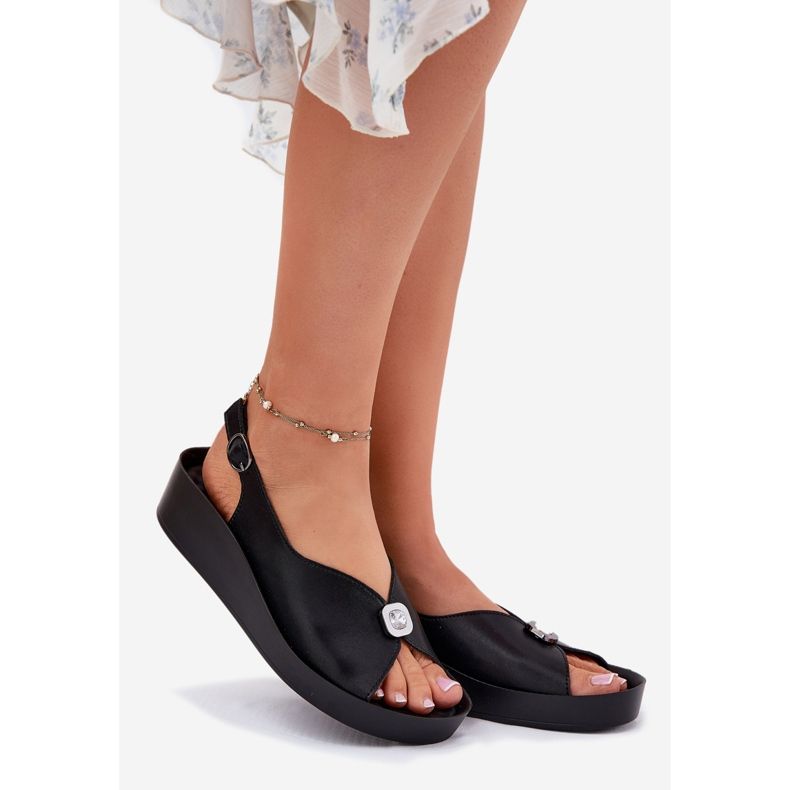 S.Barski Női bőr szandál ékön és platformon S. Barski Kv51-020 fekete 1