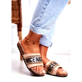 EVento Női BeNice bézs papucs parafán strasszokkal 1