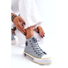 Big Star Női magas anyagi cipők a nagy csillagon LL274188 platform világoskék 4