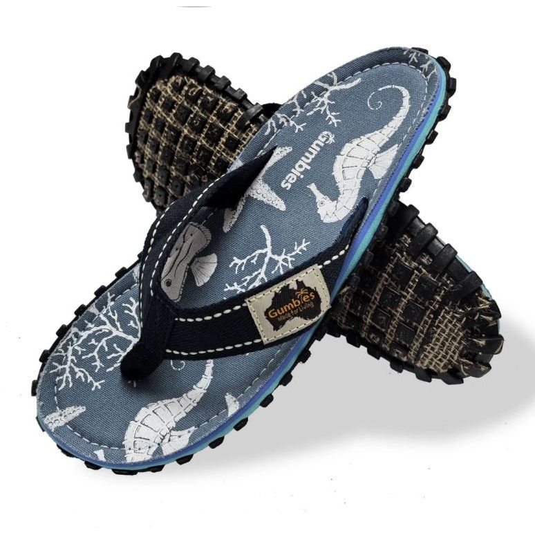 Japán Gumbies Islander Flip flops Unisex Seahorse gu-Fff152 kék 1