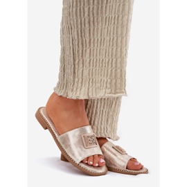 S.Barski Női lapos sarkú papucsok díszítéssel S. barski kv51-089 arany aranysárga 1