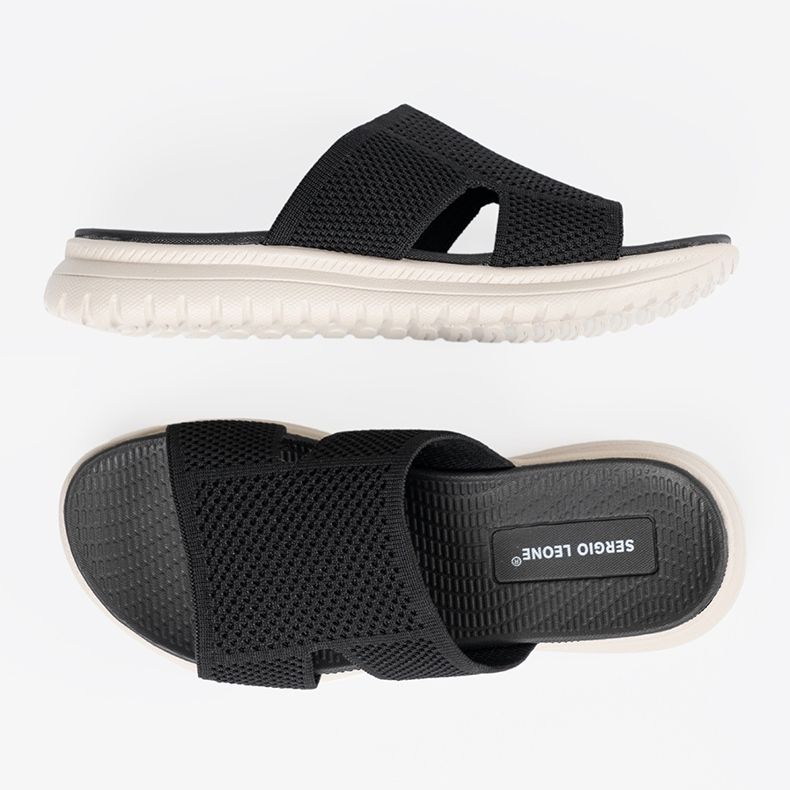 Női fekete papucs a Sergio Leone platformon 2