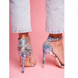 Női szandál a sarokon kék 2