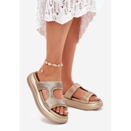 Inna Díszített női papucs az aranyplatformon aranysárga 1 Inna Díszített női papucs az aranyplatformon aranysárga 1