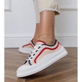 Bézs színű női platform tornacipő 2