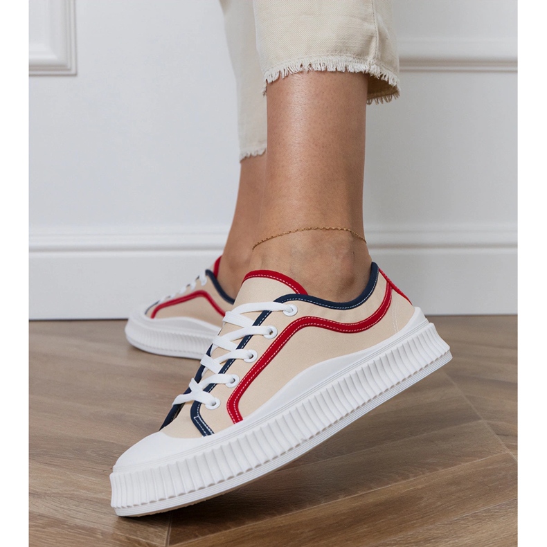 Bézs színű női platform tornacipő 2