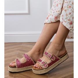 Rózsaszín espadrilles csillog a csatokkal 2