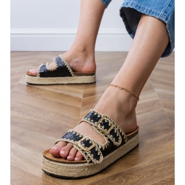 Fekete espadrilles csillog a csatokkal 2